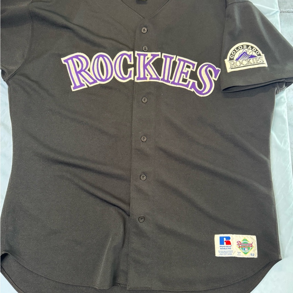 Vintage Russell Athletic Colorado Rockied Black Jersey sz 52